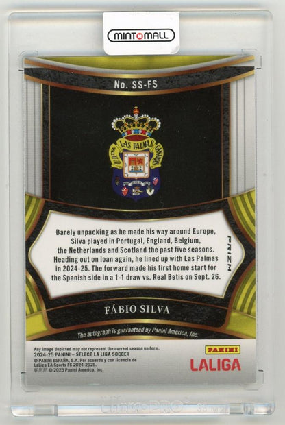 2024-25 Panini Select LaLiga Fabio Silva Select Signatures Peacock ParallelSS-FS UD Las Palmas