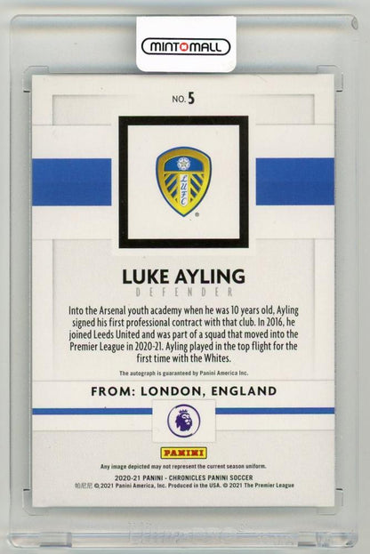 2020-21 Panini Chronicles Luke Ayling Panini Premier League Autographs484/500 Leeds United
