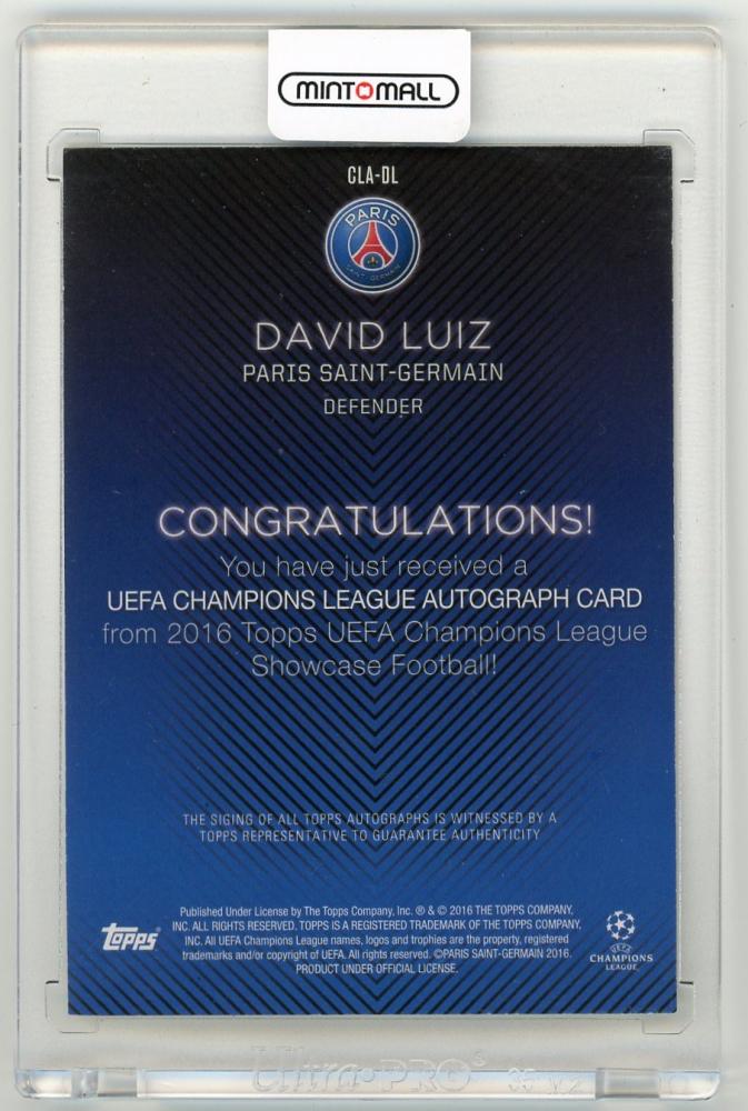 2016-17 Topps UEFA Champions League Showcase David Luiz AutographsCLA-DL Paris Saint-Germain