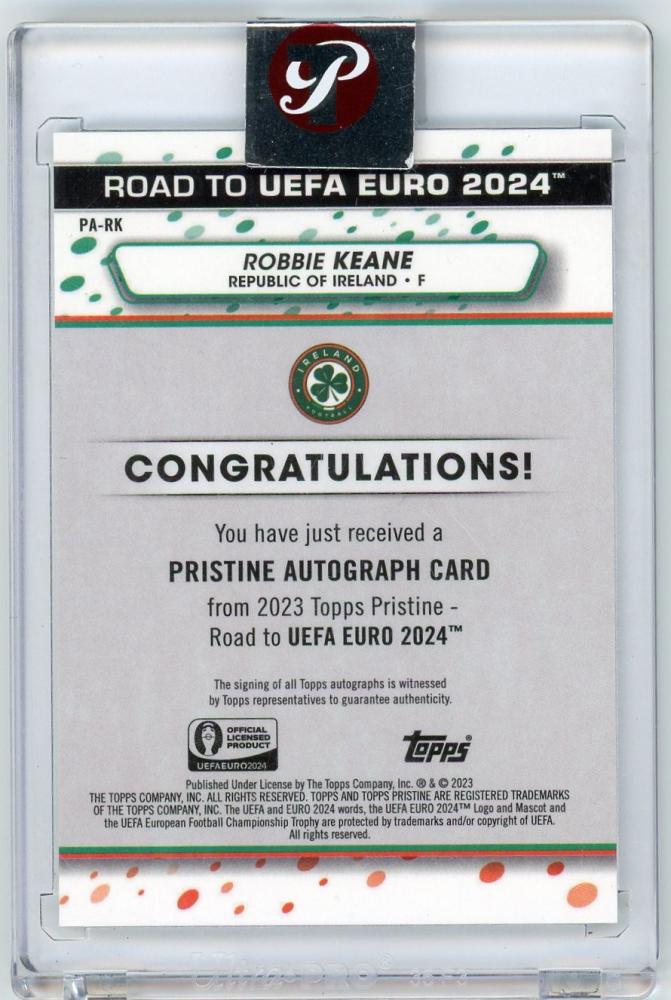 2023 Topps Pristine Road to Euro 2024 Robbie Keane AutographsPA-RK Republic of Ireland