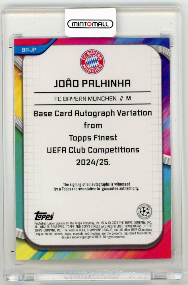 2024-25 Topps Finest UEFA Club Competitions Joao Palhinha Autographs Orange Refractor parallel23/25 FC Bayern Munchen