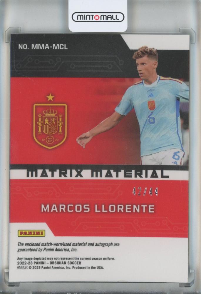 2022-23 Panini Obsidian Marcos Llorente Matrix Material Autographs Electric Etch Red Pulsar #30 42/44 Spain