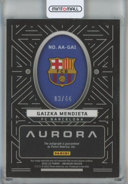 2022-23 Panini Obsidian /44 Gaizka Mendieta Aurora Autographs Electric Etch Red Pulsar #73/44 FC Barcelona