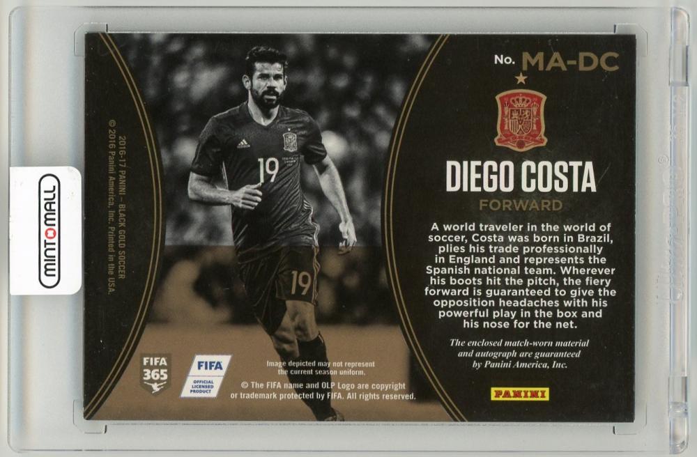 2016-17 Panini Black Gold Diego Costa Memorabilia Autographs10/30 Spain