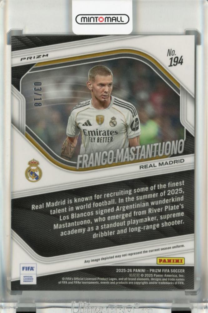 2025-26 Panini Prizm FIFA Franco Mastantuono Choice Lotus Flower RC #19403/18