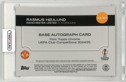 2024-25 Topps Chrome UEFA Club Competitions Rasmus Hojlund Autographs Red Refractor Parallel2/5 Manchester United