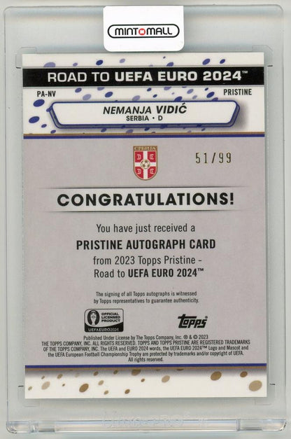 2023 Topps Pristine Road to Euro 2024 Nemanja Vidic Autographs Pristine Refractor parallel51/99 Serbia