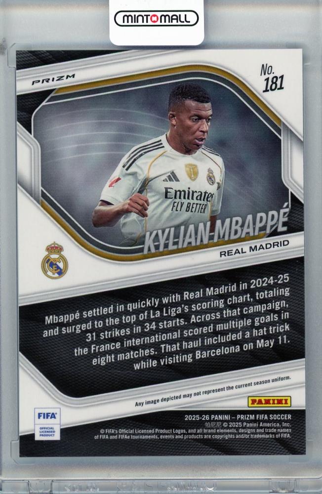 2025-26 PANINI PRIZM FIFA Kylian Mbappe #181 Real Madrid