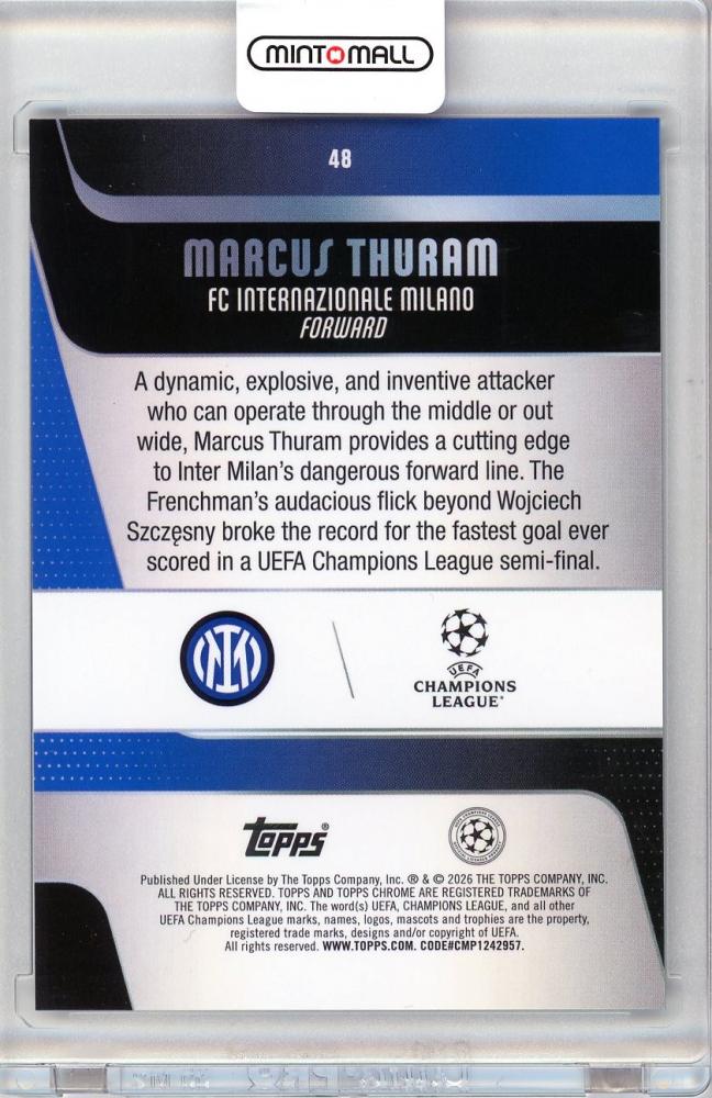 2026 TOPPS Crome Marcus Thuram #48251/299 FC INTERNAZIONALE MILANO