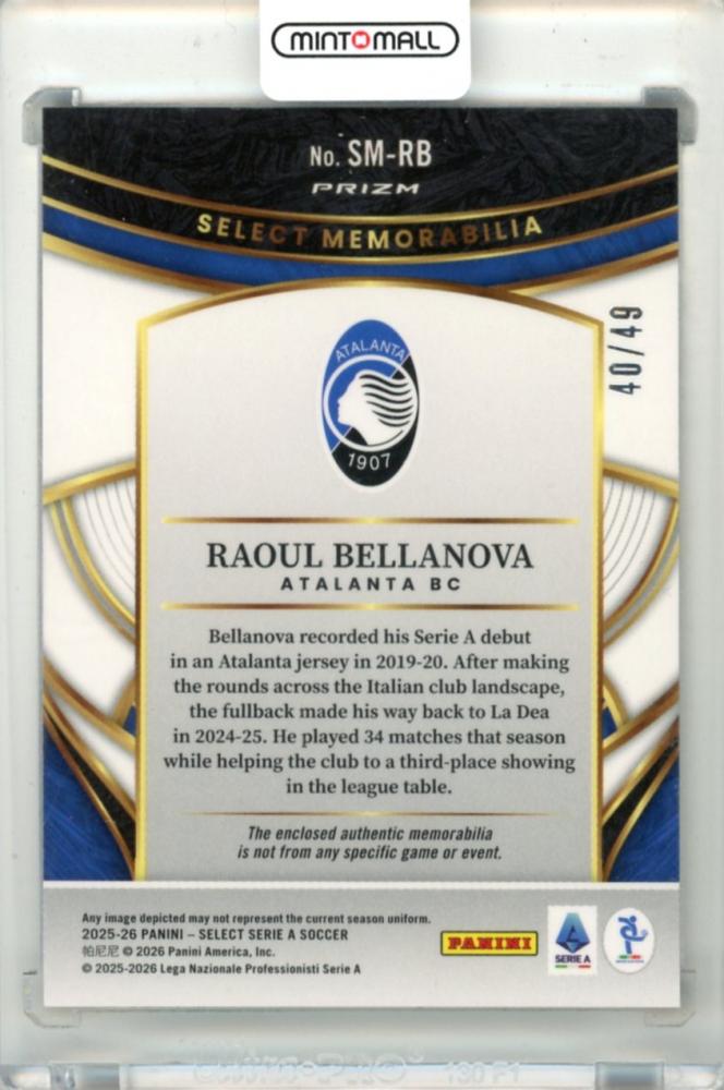 2025-26 Panini Select Serie A Raoul Bellanova #SM-RB Select Few Signature Orange Parallel 40/49