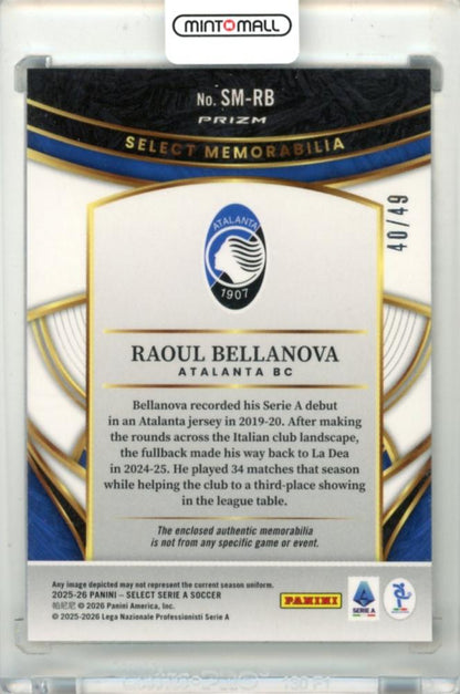2025-26 Panini Select Serie A Raoul Bellanova #SM-RB Select Few Signature Orange Parallel 40/49
