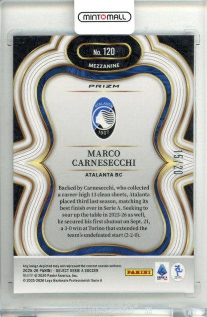 2025-26 Panini Select Serie A Marco Carnesecchi #120 Base – Mezzanine White Parallel 15/20