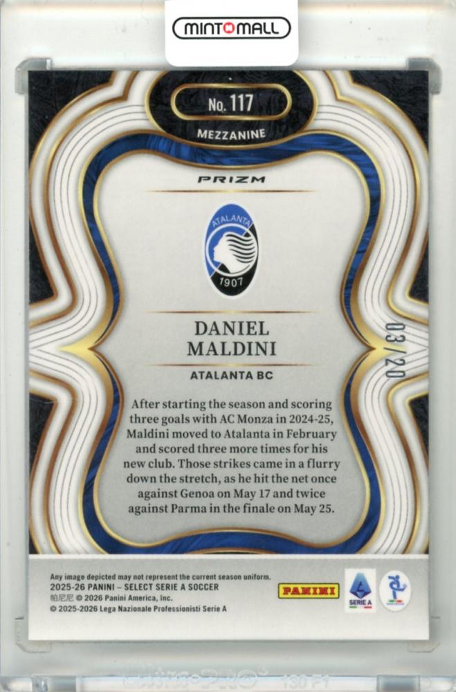 2025-26 Panini Select Serie A Daniel Maldini #117 Base – Mezzanine White Parallel 03/20