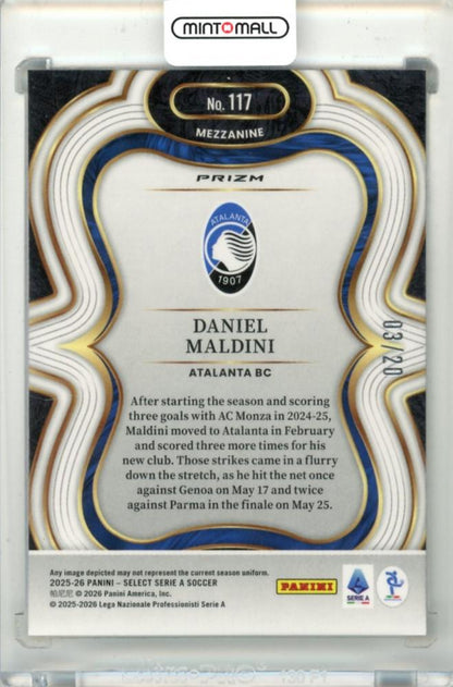 2025-26 Panini Select Serie A Daniel Maldini #117 Base – Mezzanine White Parallel 03/20