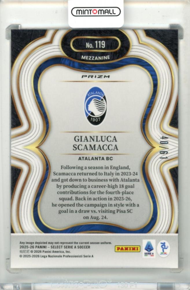 2025-26 Panini Select Serie A Gianluca Scamacca #119 Base – Mezzanine Panini Logo Parallel40/61