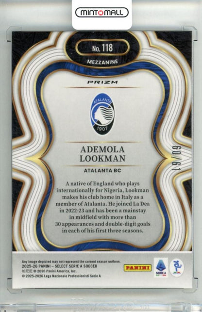 2025-26 Panini Select Serie A Ademola Lookman #118 Base – Mezzanine Panini Logo Parallel60/61