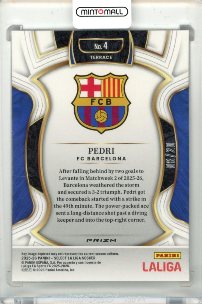 2025-26 Panini Select La Liga Pedri #4 Base – Terrace White Parallel 08/20