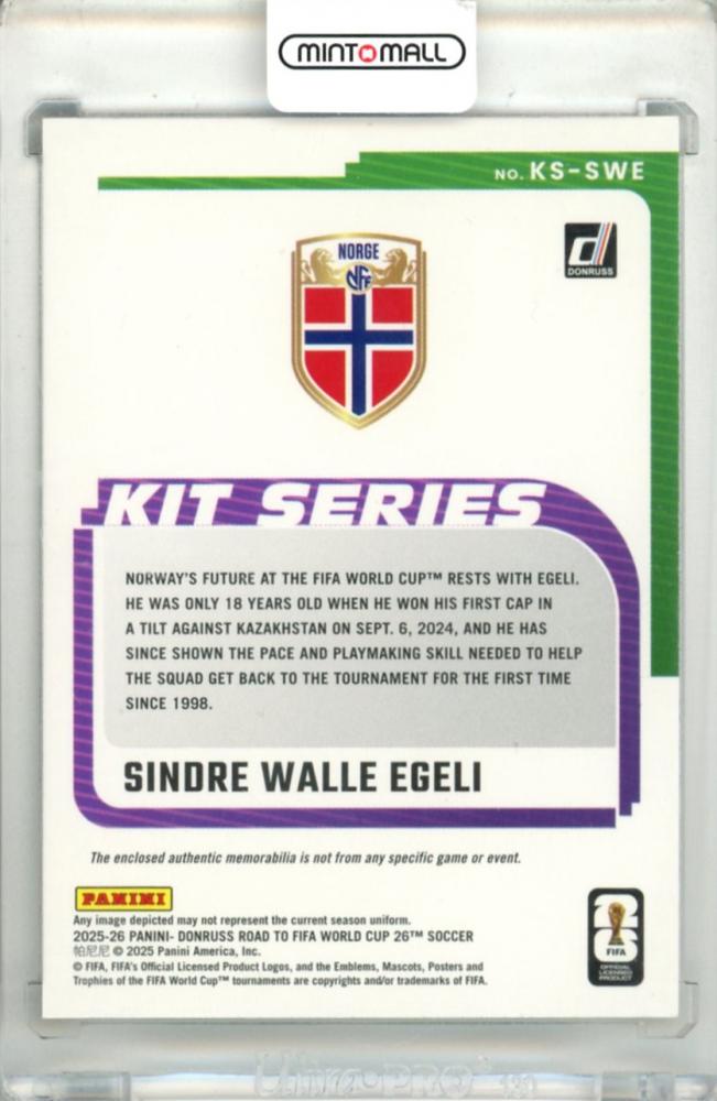 2025-26 Panini Donruss Road To FIFA World Cup 26 SOCCER Sindre Walle #KS-SWE Kit Series Silver Parallel
