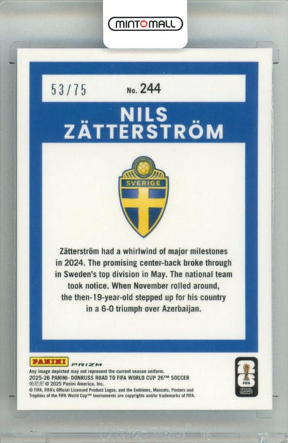 2025-26 Panini Donruss Road To FIFA World Cup 26 SOCCER Nils Zatterstrom #244 Base – Optic Blue Parallel 53/75