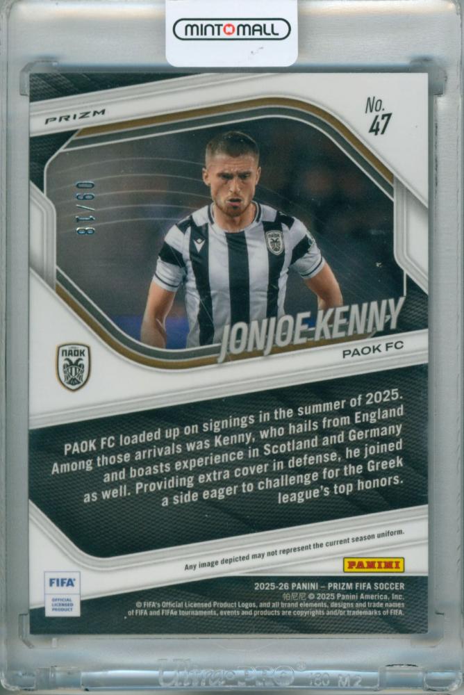2025-26 Panini Prizm FIFA Jonjoe Kenny #47 Base Cherry Blossom Prizm Parallel 09/18