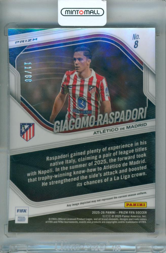 2025-26 Panini Prizm FIFA Giacomo Raspadori #8 Base Choice Red Parallel 11/88