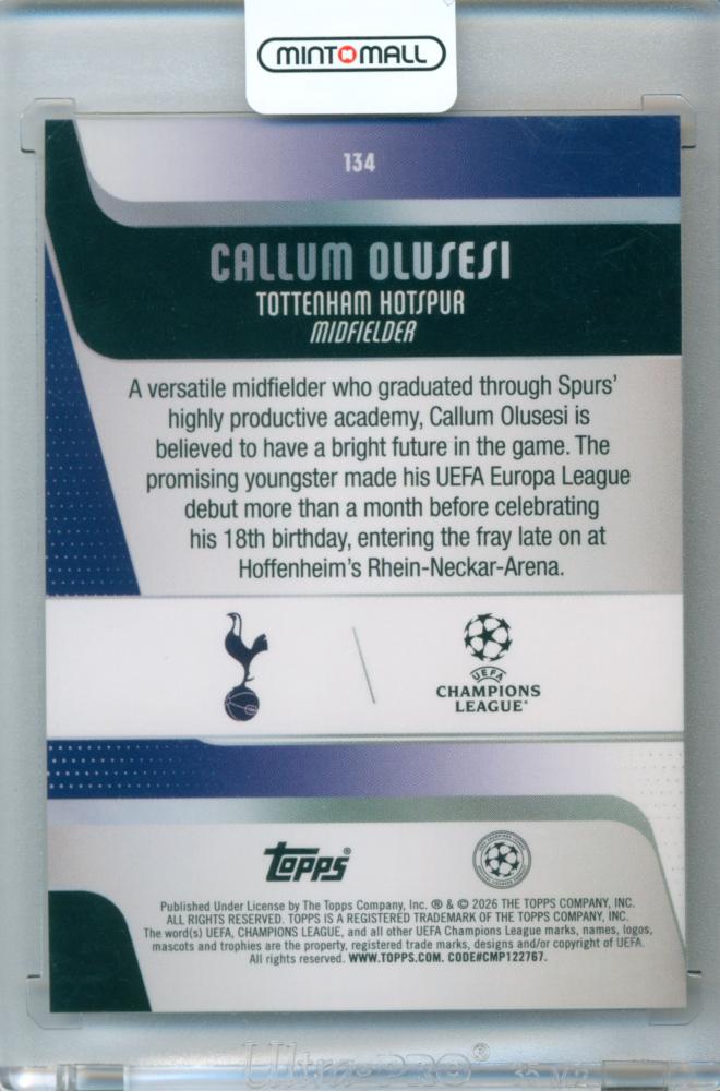 2026 Topps Uefa Japan Edition Callum Olusesi #134 Base Orange Foil Parallel 04/25