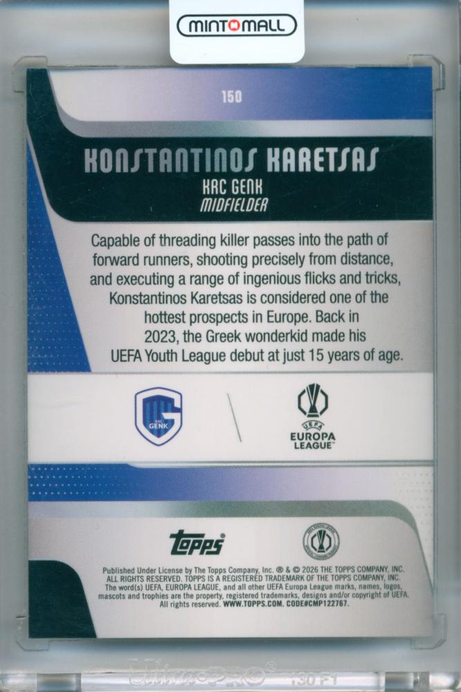 2026 Topps Uefa Japan Edition Konstantinos Karetsas #150 Base Green Foil Parallel 71/99
