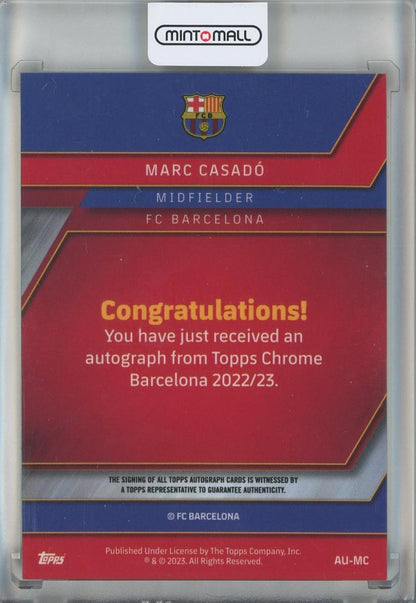 2022-23 FC Barcelona Topps Chrome Marc Casado Autographs #AU-MC FC Barcelona