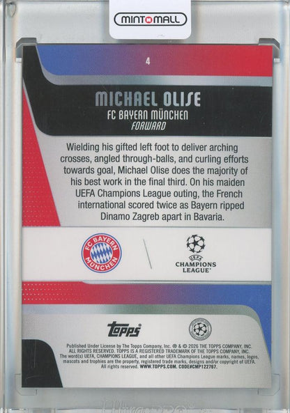 2025-26 Topps UEFA Competitions Japan Edition Soccer Michael Olise #4 Blue Refractors 60/150 FC Bayern Munchen