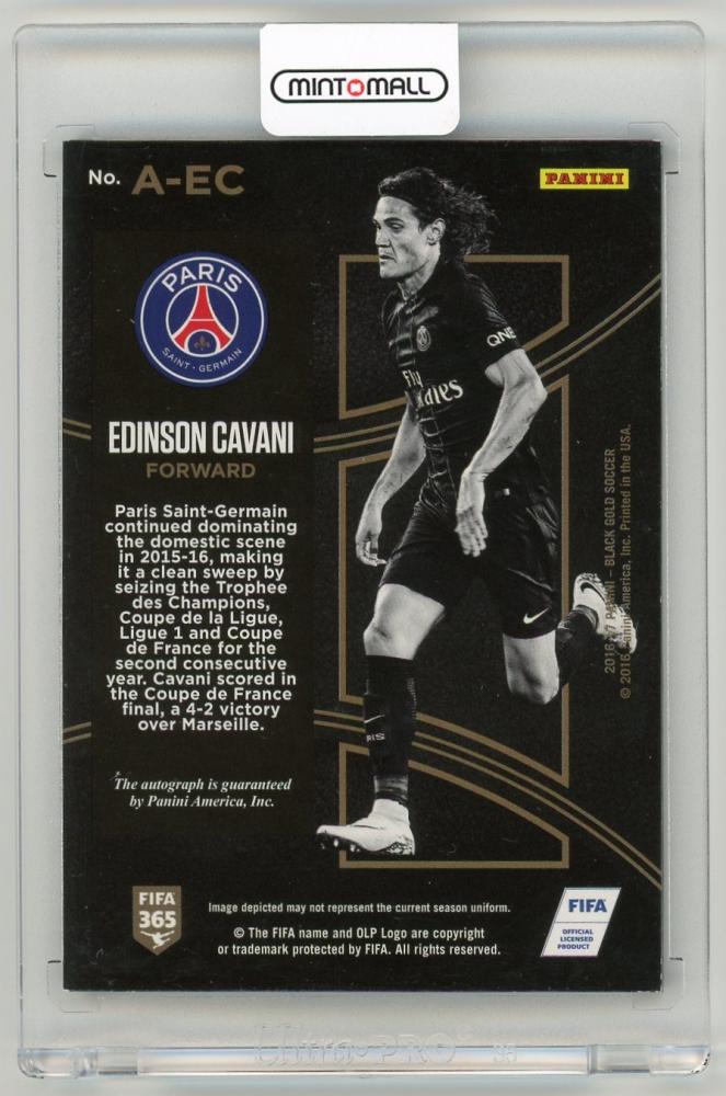 2016-17 Panini Black Gold Edinson Cavani Autograph Holo Gold Parallel 21/25 Paris Saint-Germain
