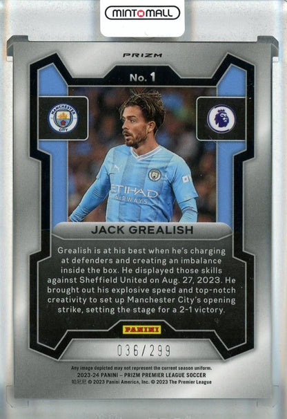 2023-24 Panini Prizm English Premier League Jack Grealish Blue #136/299 Manchester City
