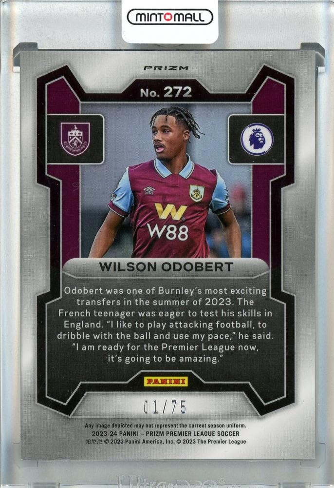 2023-24 Panini Prizm English Premier League Wilson Odobert Blue Ice #2721/75《※傷あり》 Burnley F.C.