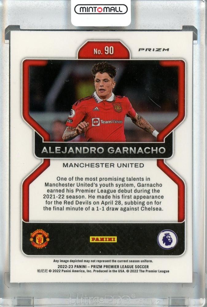 2022-23 Panini Prizm English Premier League Prizms Alejandro Garnacho Pink Mosaic #90 Damaged Manchester United