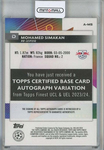 2023-24 Topps Finest UEFA mohamed simakan Auto #A-MS64/199 RB Leipzig