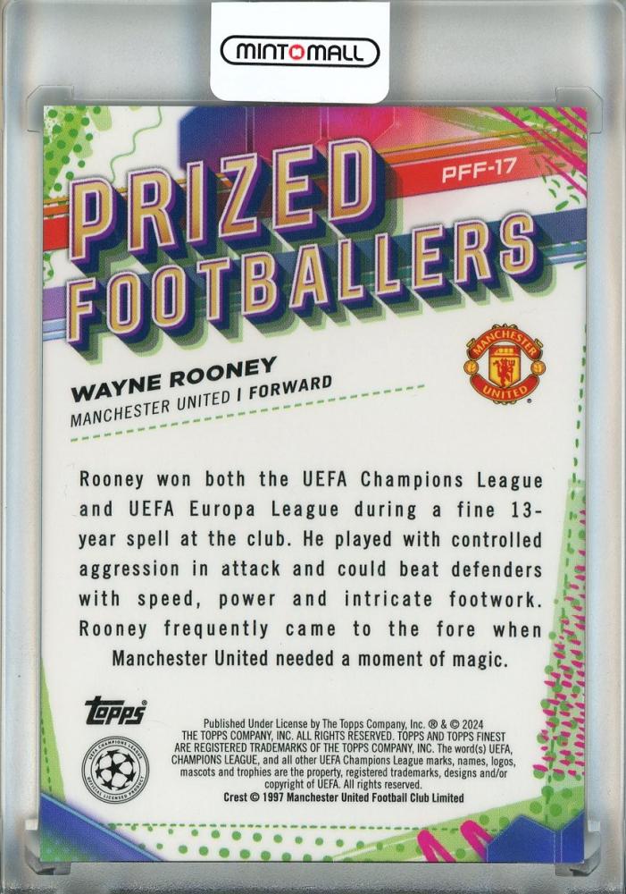 2023-24 Topps Finest UEFA Club Competitions Wayne Rooney Prized Footballers Fusion Variations Black Red #PFF17 Manchester United