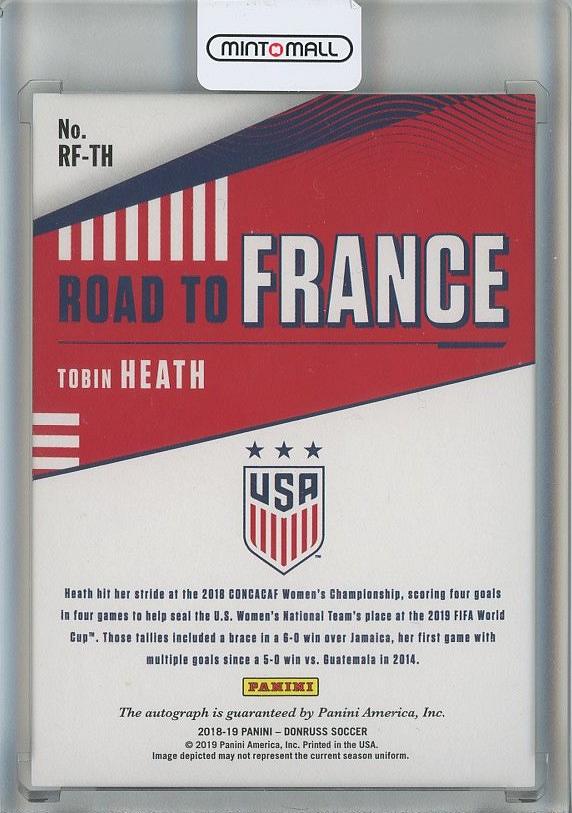 2018-19 Donruss Road to France Tobin Heath Autographs #11 United States