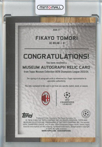 2023-24 Topps Museum Collection Fikayo Tomori UEFA Champions League Museum Autograph Relics #MARFT207/299 AC Milan