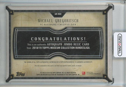 2018-19 Topps Museum Collection Bundesliga Michael Gregoritsch Autograph Jumbo Relics #AJRMGR4/99 FC Augsburg