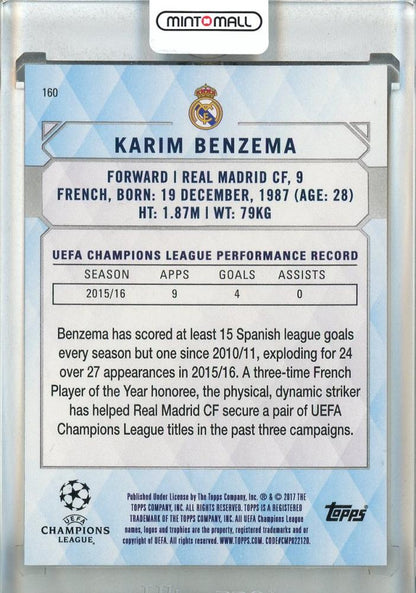 2016-17 Topps UEFA Champions League Showcase Karim Benzema Gold #160 Real Madrid