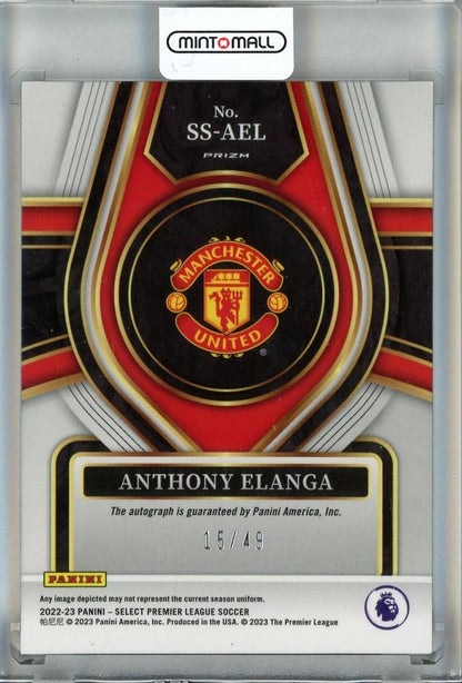 2022-23 Select English Premier League Anthony Elanga Signatures Purple #4 Auto15/49 Manchester United