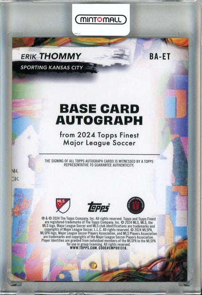 2024 Topps Finest MLS Erik Thommy Autographs Neon Green Refractors #BAET61/99 Sporting Kansas City