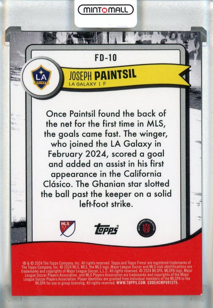 2024 Topps Finest MLS Joseph Paintsil Debuts Black Refractors #FD104/10 LA Galaxy