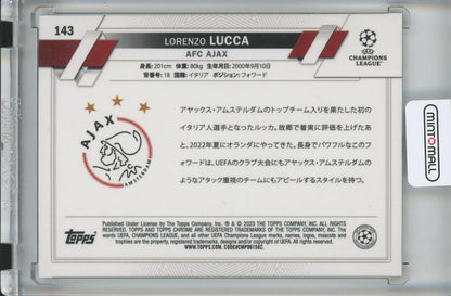 2022-23 Topps UEFA Club Competitions Soccer Lorenzo Lucca Base/Gold Foil/#143/RC26/50 AFC Ajax