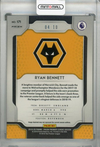 2019-20 Panini Prizm Premier League Wolverhampton Wanderers Ryan Bennett Base Gold Rookie Card 04/10