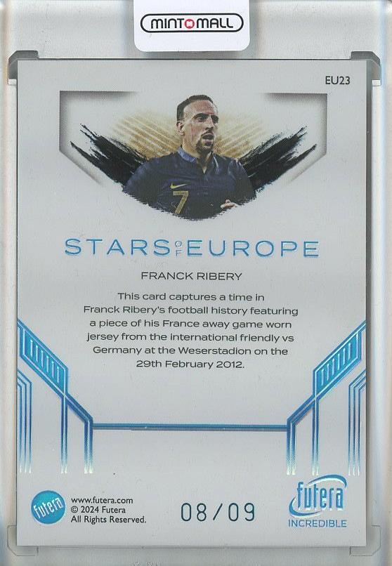 2024-25 Futera Incredible Franck Ribery Stars of Europe Memorabilia card numbered EU238/9 from France