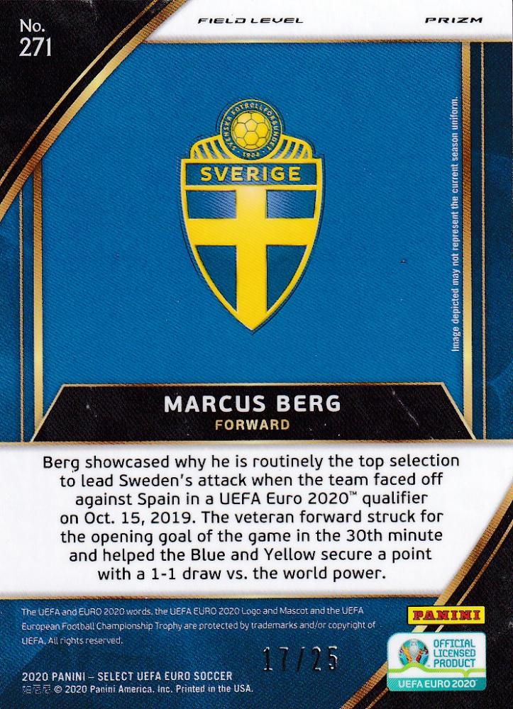 2020 Panini Select UEFA Euro Preview Marcus Berg Sweden Base Nameplate Color Variation Field Level Tie-Dye card