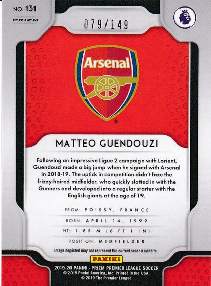 2019-20 Panini Prizm Premier League Arsenal Matteo Guendouzi Base Red Parallel card number 079 out of 149