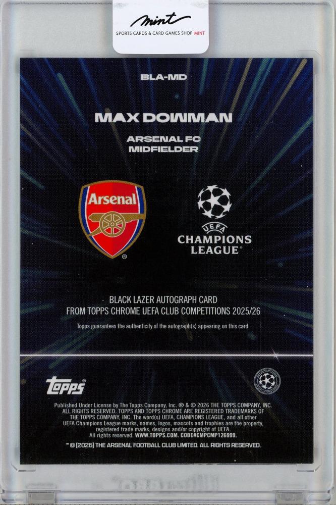 2025-26 Topps Chrome UEFA CLUB COMPETITIONS Black Lazer Autograph Blue card serial 127 of 150