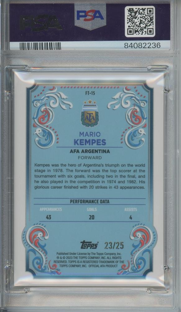 2023 TOPPS TEAM SET ARGENTINA FILETEADO PREMIUM Mario Kempes Fileteado/Orange Tango/#FT1523/25PSA8 Argentina