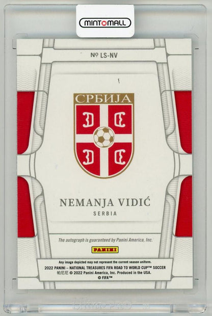 2022 Panini National Treasures FIFA Road to World Cup Nemanja Vidic Legendary Signatures Ruby Parallel card